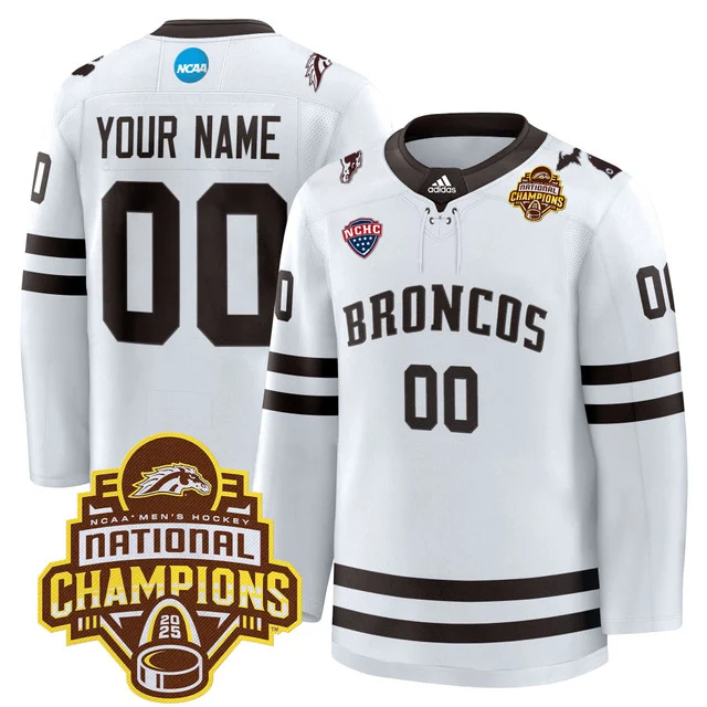 Custom Custom Western Michigan Broncos 2025 National Champions Patch Premium White Jersey All Stitched