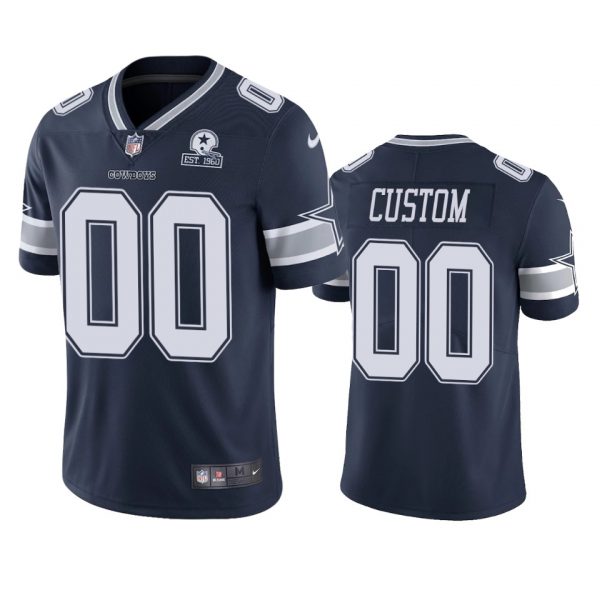 Custom Men’s Custom Dallas Cowboys Vapor Limited Jersey Stitched Navy