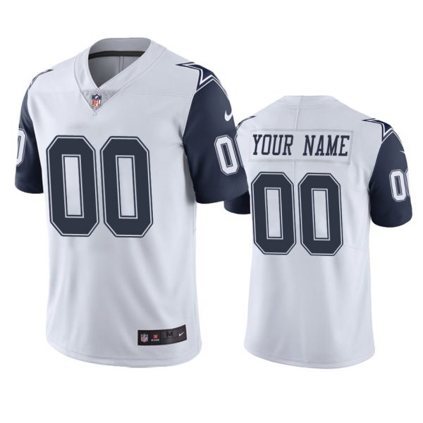 Custom Men’s Custom Dallas Cowboys White Color Rush Limited Jersey Stitched