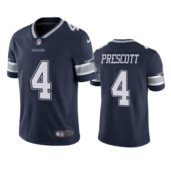 Custom Men’s #4 Dak Prescott Dallas Cowboys Vapor Limited Jersey Stitched Navy