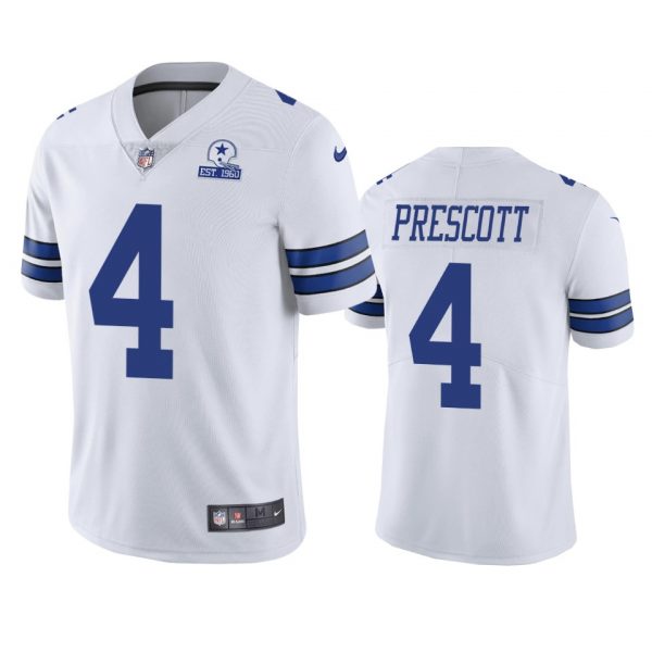 Custom Men’s #4 Dak Prescott Dallas Cowboys Vapor Limited Jersey Stitched White
