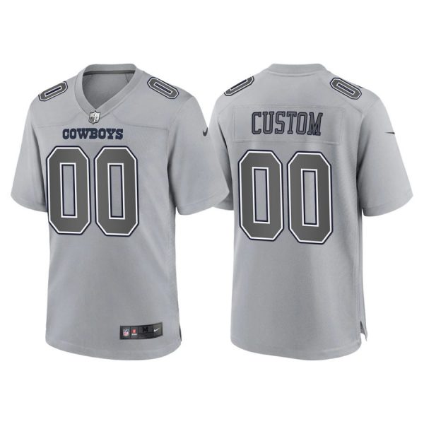 Custom Men’s Dallas Cowboys Custom Gray Atmosphere Fashion Stitched Jersey