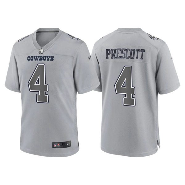 Custom Men’s Dallas Cowboys Dak Prescott Gray Atmosphere Fashion Stitched Jersey