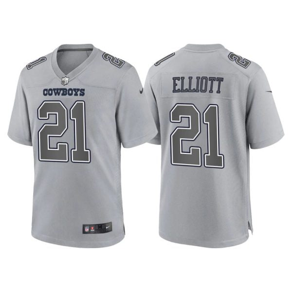 Custom Men’s Dallas Cowboys Ezekiel Elliott Gray Atmosphere Fashion Stitched Jersey