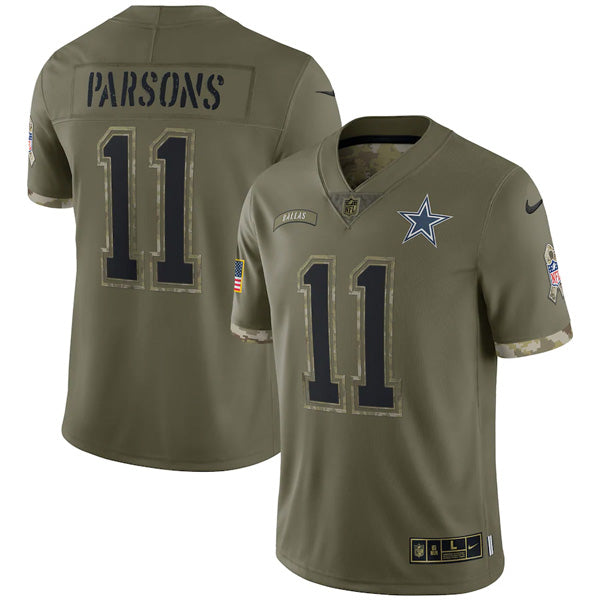 Custom Youth Micah Parsons Dallas Cowboys Olive 2022 Salute To Service Jersey Stitched