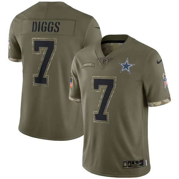 Custom Youth Trevon Diggs Dallas Cowboys Olive 2022 Salute To Service Jersey Stitched