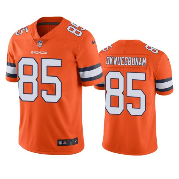 Custom Men’s Albert Okwuegbunam Denver Broncos Limited Footbal Jersey Orange Color Rush