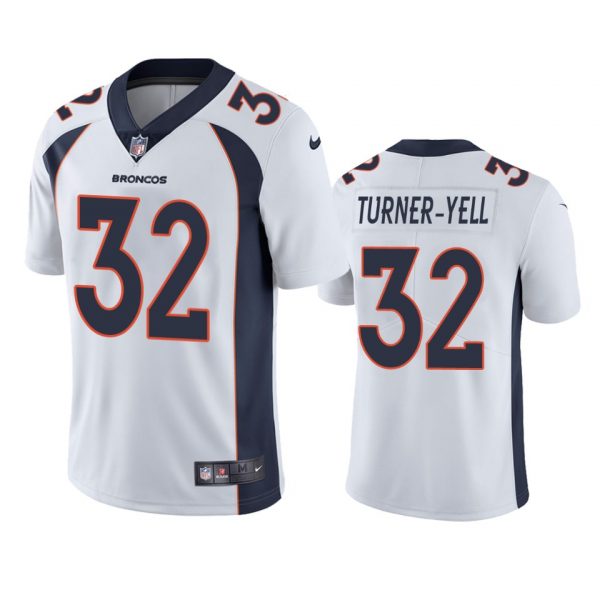 Custom Men’s Delarrin Turner Yell Denver Broncos Limited Footbal Jersey White