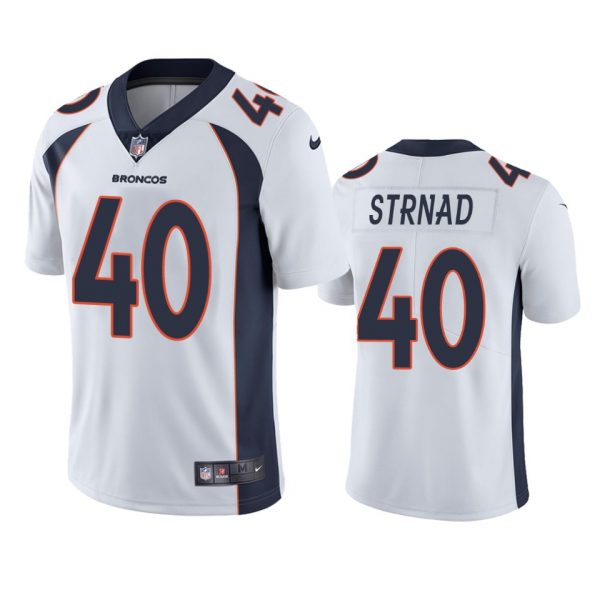 Custom Men’s Justin Strnad Denver Broncos Limited Footbal Jersey White