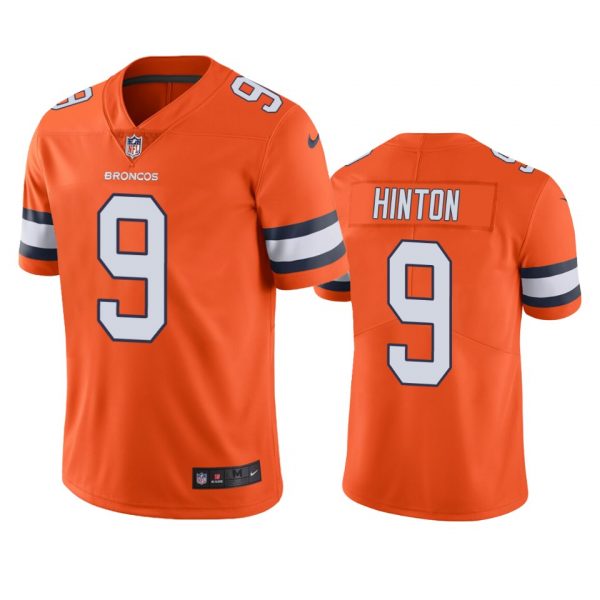 Custom Men’s Kendall Hinton Denver Broncos Limited Footbal Jersey Orange Color Rush