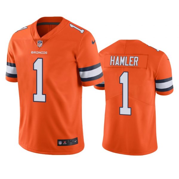 Custom Men’s K.J. Hamler Denver Broncos Limited Footbal Jersey Orange Color Rush