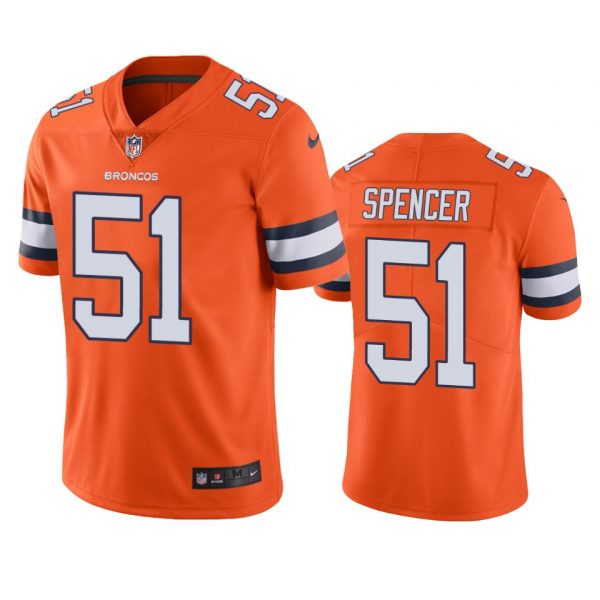 Custom Men’s Marquiss Spencer Denver Broncos Limited Footbal Jersey Orange Color Rush