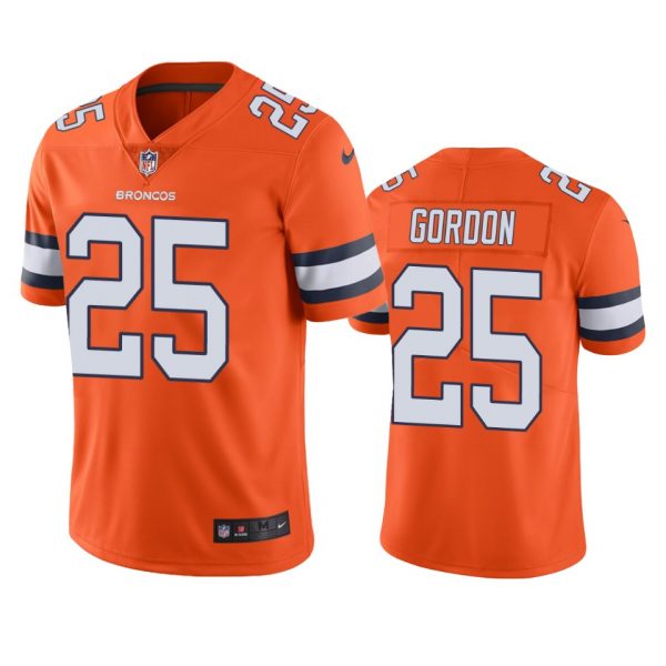 Custom Men’s Melvin Gordon Denver Broncos Limited Footbal Jersey Orange Color Rush