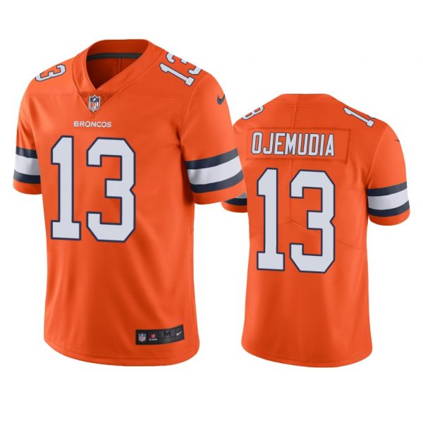 Custom Men’s Michael Ojemudia Denver Broncos Limited Footbal Jersey Orange Color Rush