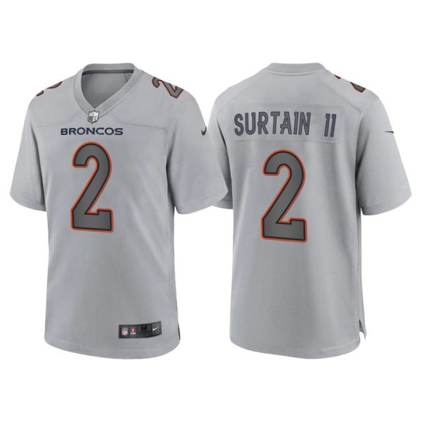 Custom Men’s Denver Broncos Patrick Surtain II Gray Atmosphere Fashion Stitched Jersey