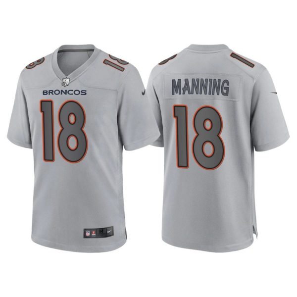 Custom Men’s Denver Broncos Peyton Manning Gray Atmosphere Fashion Stitched Jersey
