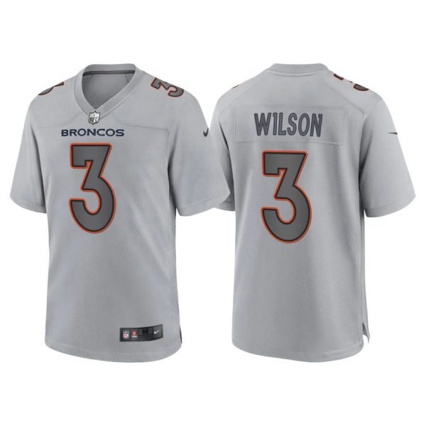 Custom Men’s Denver Broncos Russell Wilson Gray Atmosphere Fashion Stitched Jersey