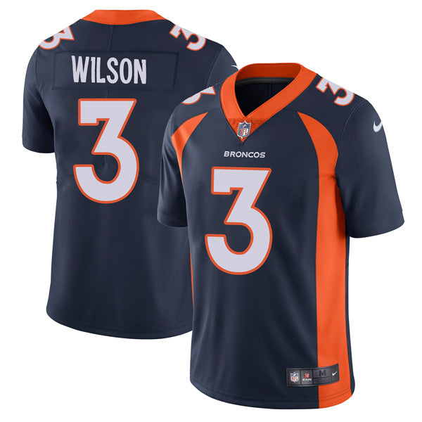Custom Men’s Russell Wilson Denver Broncos Vapor Limited Trade Jersey Stitched Navy