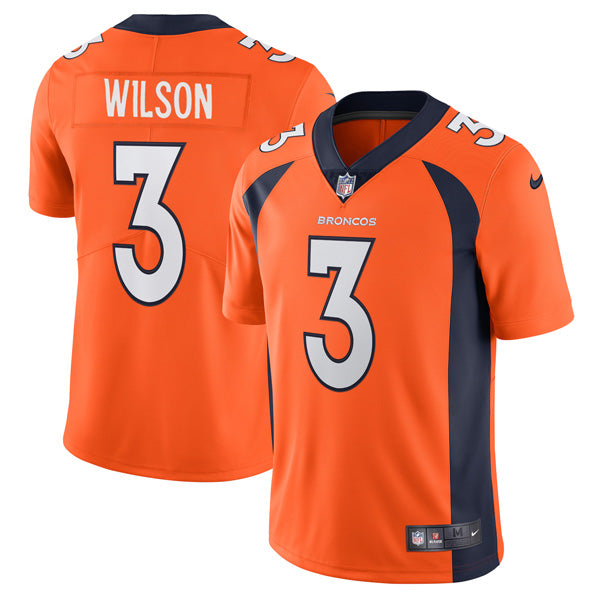 Custom Men’s Russell Wilson Denver Broncos Vapor Limited Trade Jersey Stitched Orange