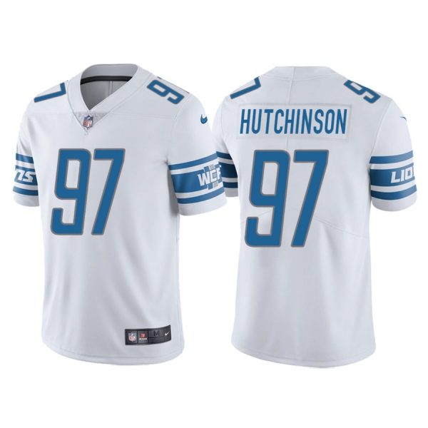 Custom Men’s Detroit Lions Aidan Hutchinson 2022 NFL Draft Stitched Jersey White