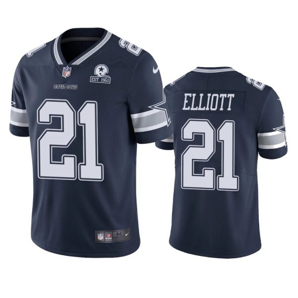 Custom Men’s #21 Ezekiel Elliott Dallas Cowboys Vapor Limited Jersey Stitched Navy