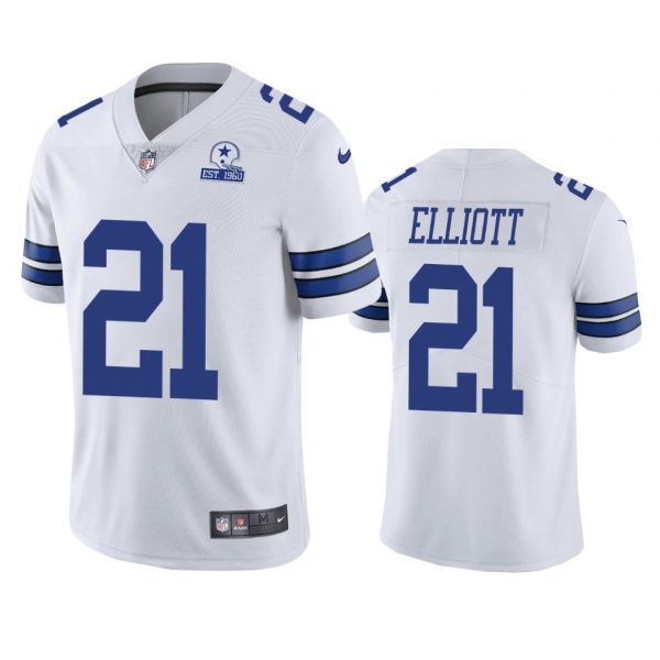 Custom Men’s #21 Ezekiel Elliott Dallas Cowboys Vapor Limited Jersey Stitched White