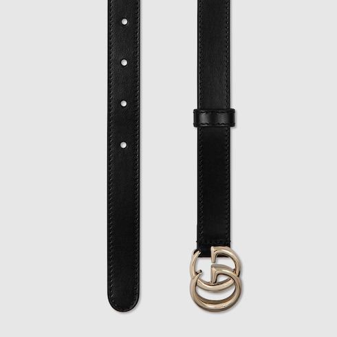 Women's Thin Double G Buckle Leather Belt