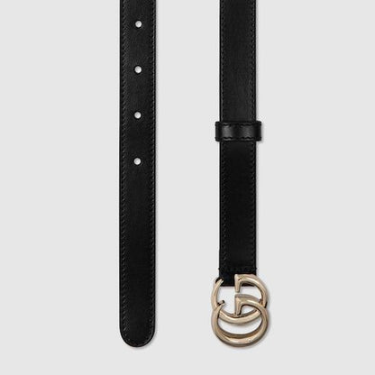 Women's Thin Double G Buckle Leather Belt