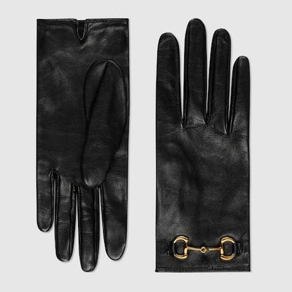 Women's Leather Gloves with Horsebit Detail