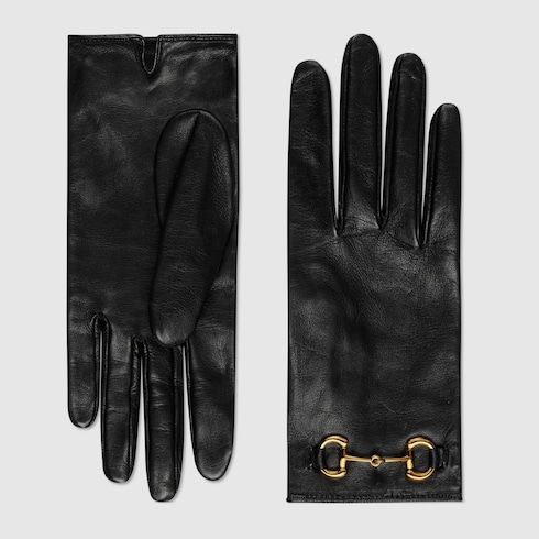 Women's Leather Gloves with Horsebit Detail