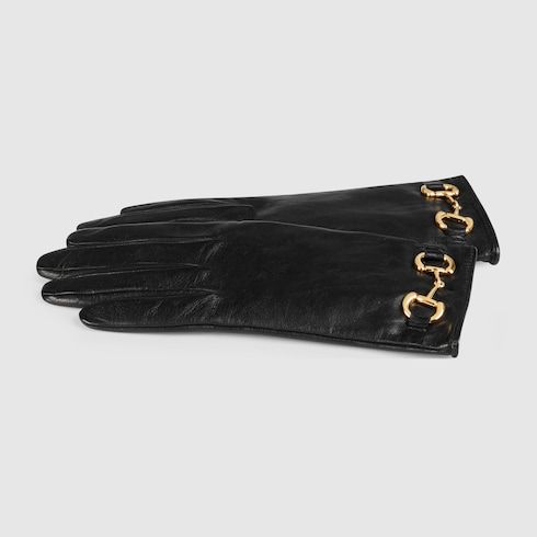 Women's Leather Gloves with Horsebit Detail