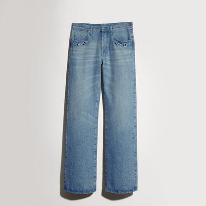 Men's Flared Cotton Denim Pants with Horsebit