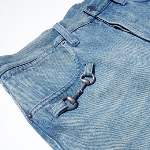 Men's Flared Cotton Denim Pants with Horsebit