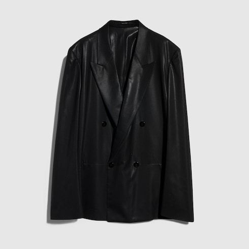 Men's Chintzed Finish Wool Double-Breasted Jacket