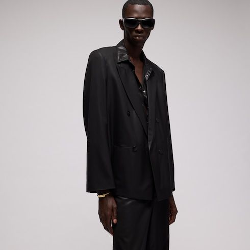 Men's Chintzed Finish Wool Double-Breasted Jacket