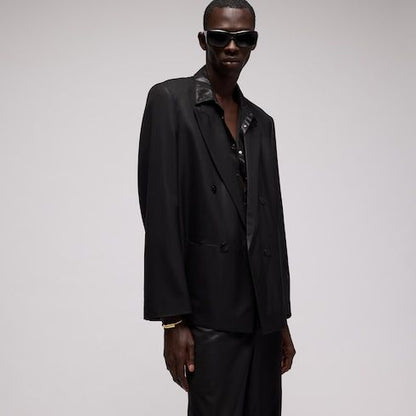 Men's Chintzed Finish Wool Double-Breasted Jacket