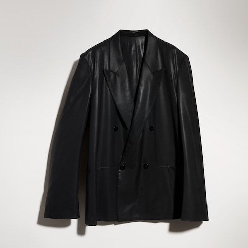 Men's Chintzed Finish Wool Double-Breasted Jacket