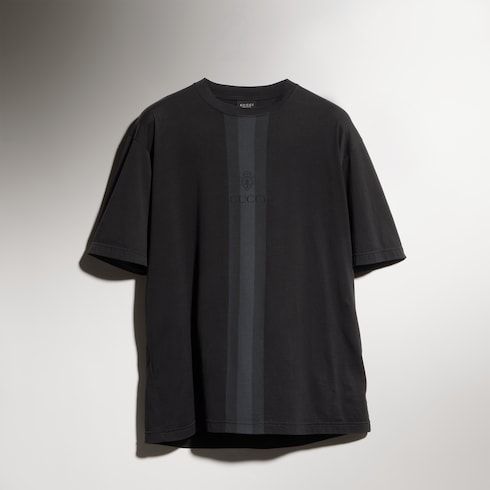 Men's Web Detail Cotton Crewneck T-Shirt