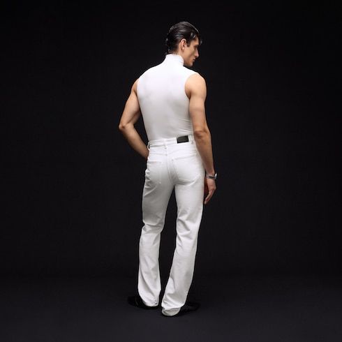 Men's Seamless Stretch Nylon Jersey Turtleneck Top