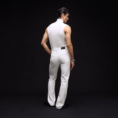 Men's Seamless Stretch Nylon Jersey Turtleneck Top