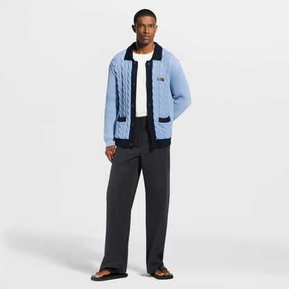 Men's Cable-Knit Shirt Cardigan