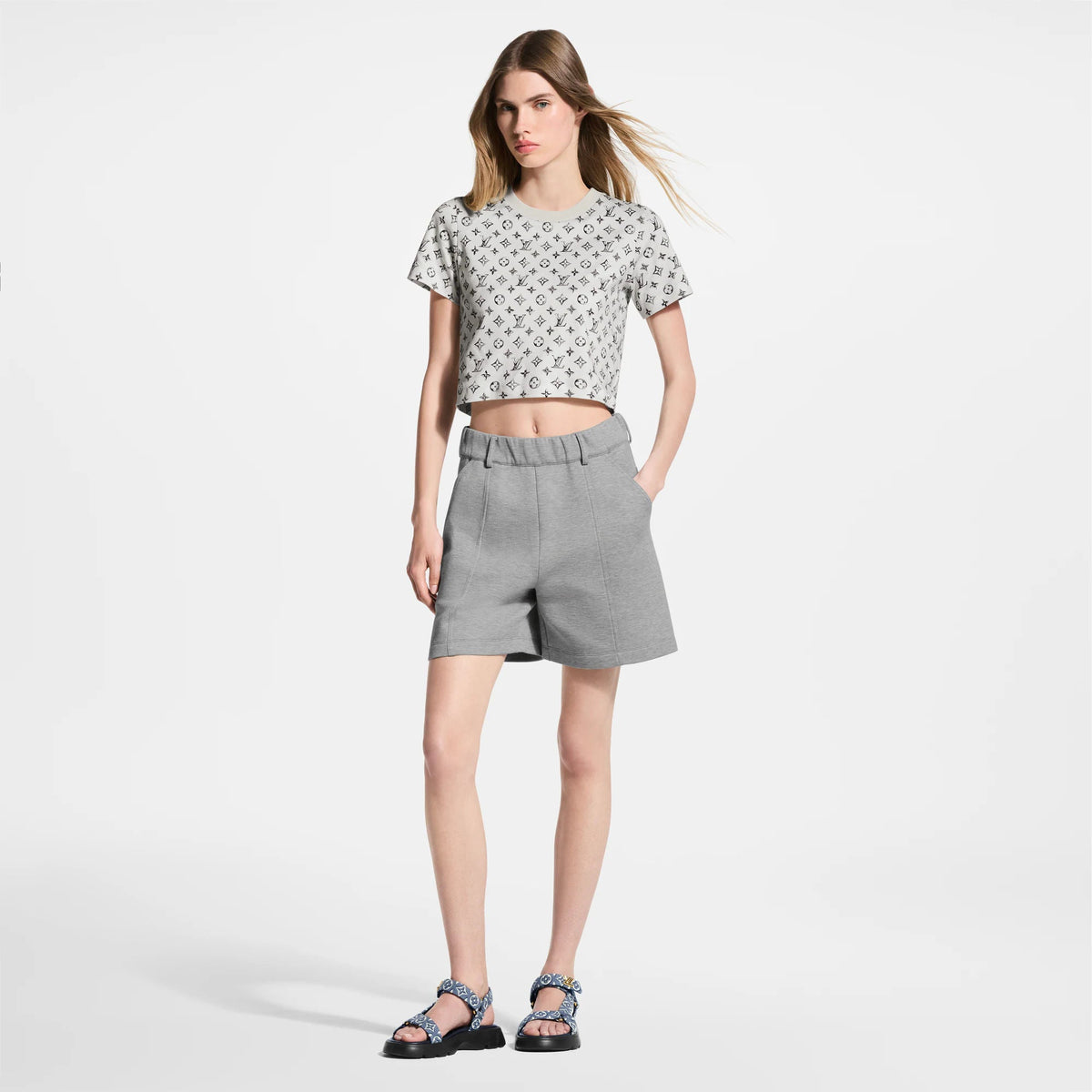 Women's Chrome Monogram Cotton Crop Top