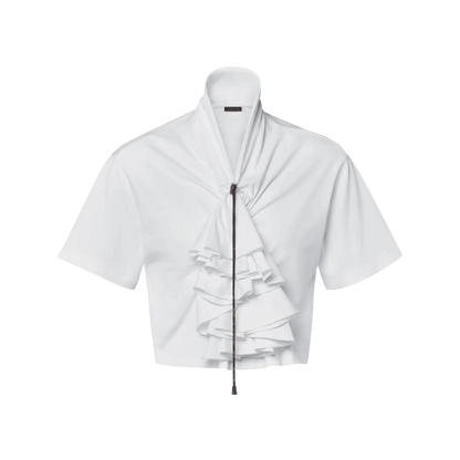 Women's Gathered Ruffle Crop Top