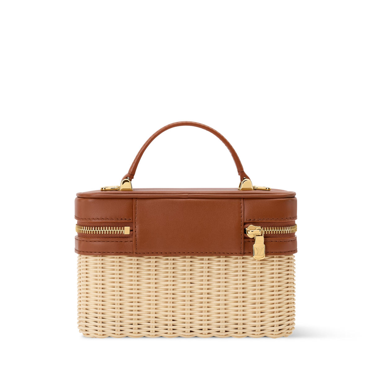 Women's Vanity Chain Pouch Rattan Leather Brown Chain Wallet