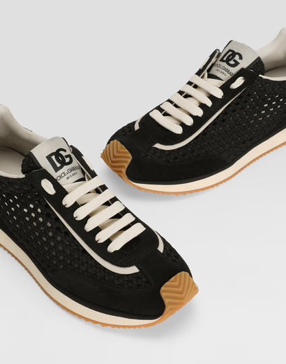 Men's DG Cushion Mixed-Material Italian Sneakers Black