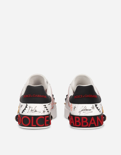 Portofino Men's Sneakers with Embroidery and Studs Multicolor