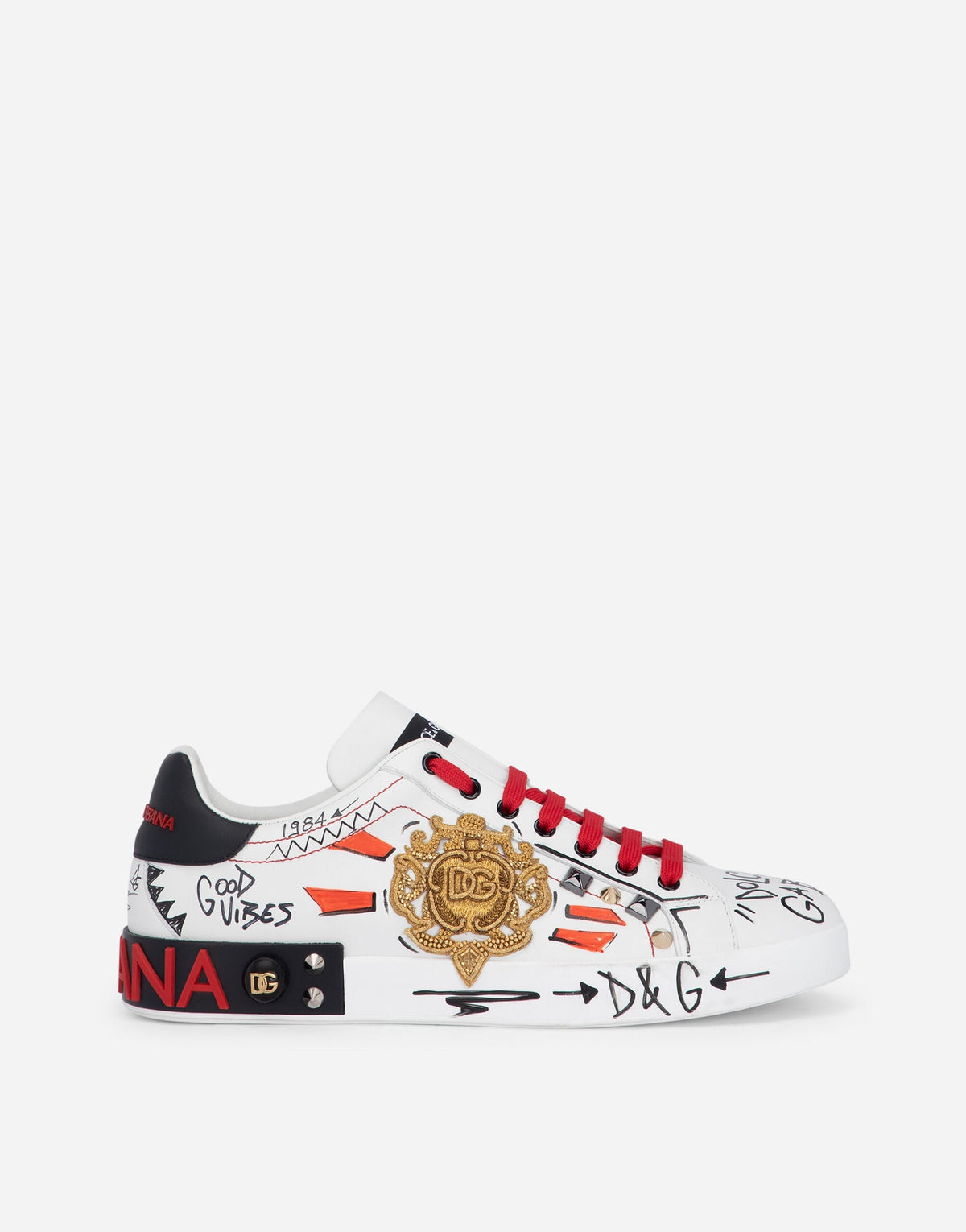 Portofino Men's Sneakers with Embroidery and Studs Multicolor