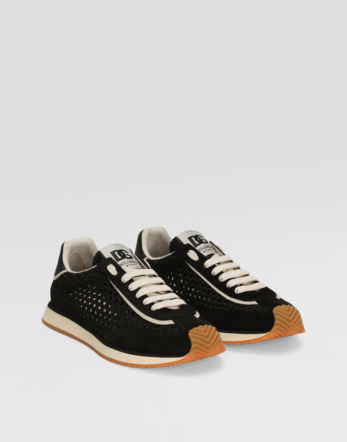 Men's DG Cushion Mixed-Material Italian Sneakers Black