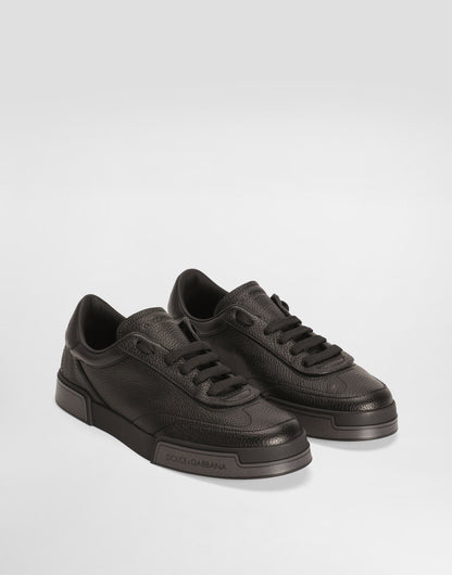 Men's Portofino Yacht Tumbled Calfskin Lace-Up Sneakers Black