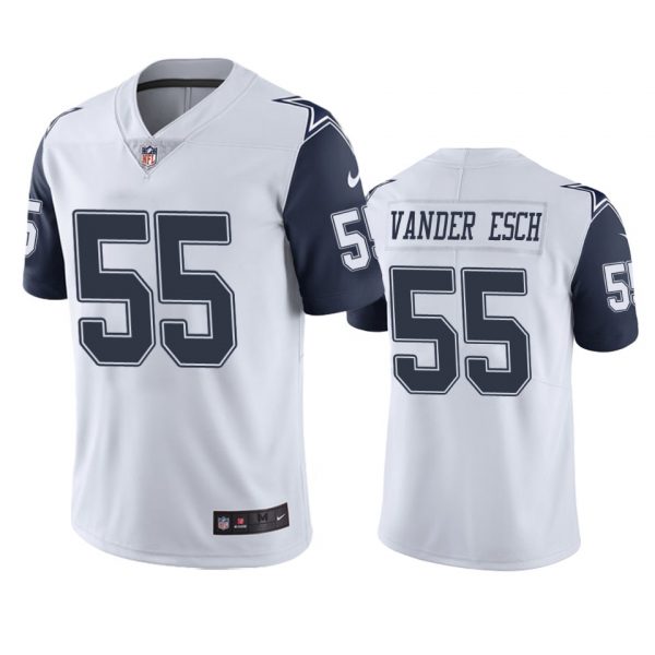 Custom Men’s #55 Leighton Vander Esch Dallas Cowboys White Color Rush Limited Jersey Stitched